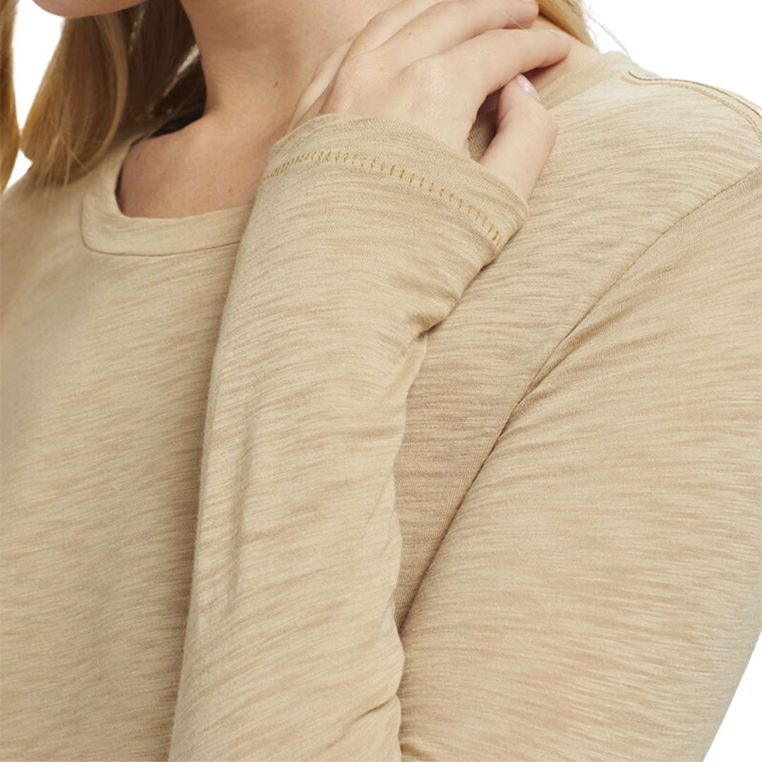 Long Sleeve Contrast Stitch Classic Tee in Safari Butternut