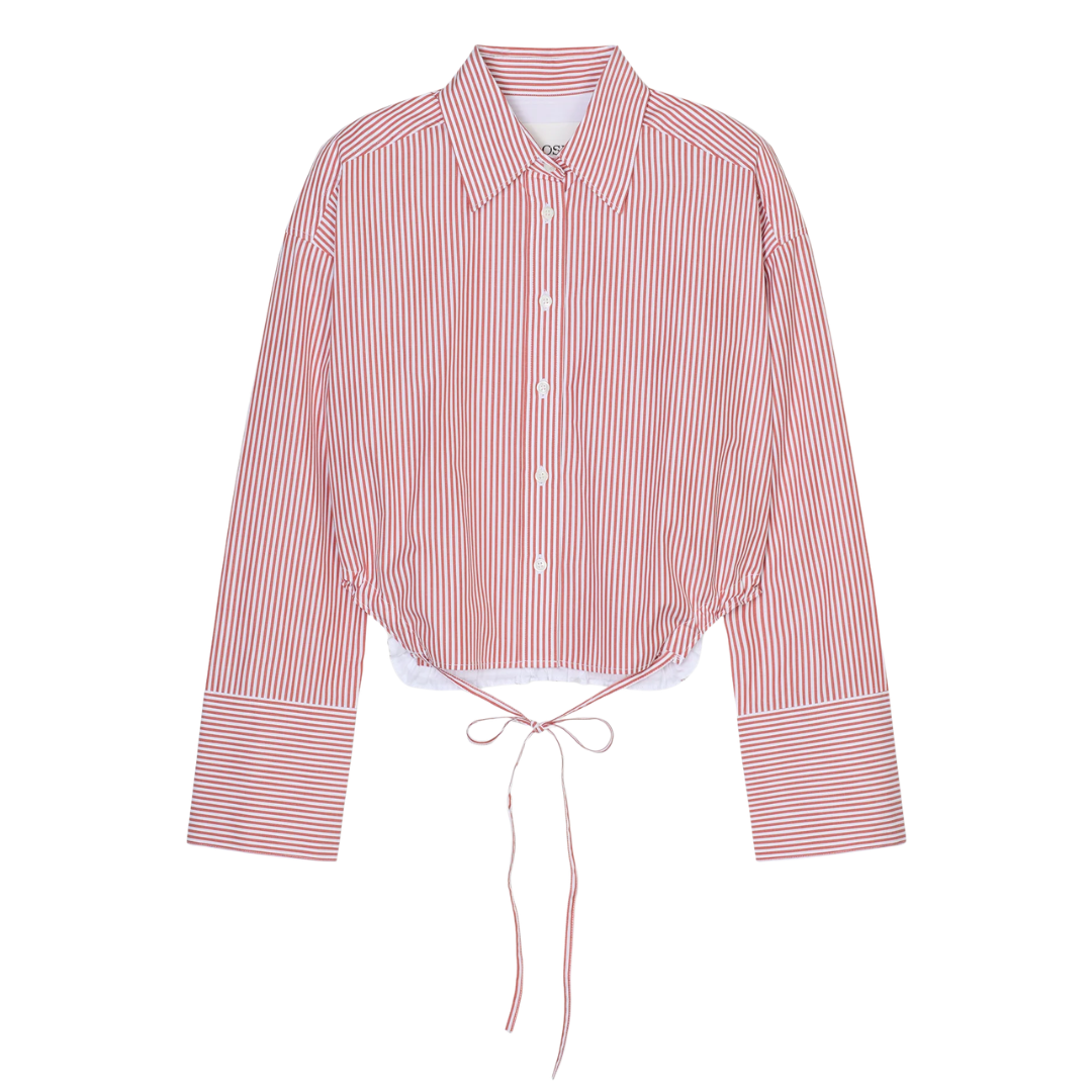 Gathered Shirt in Brick Red