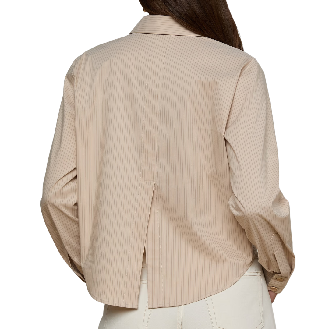 Cosette Shirt in Macadamia/Light Brown Stripe