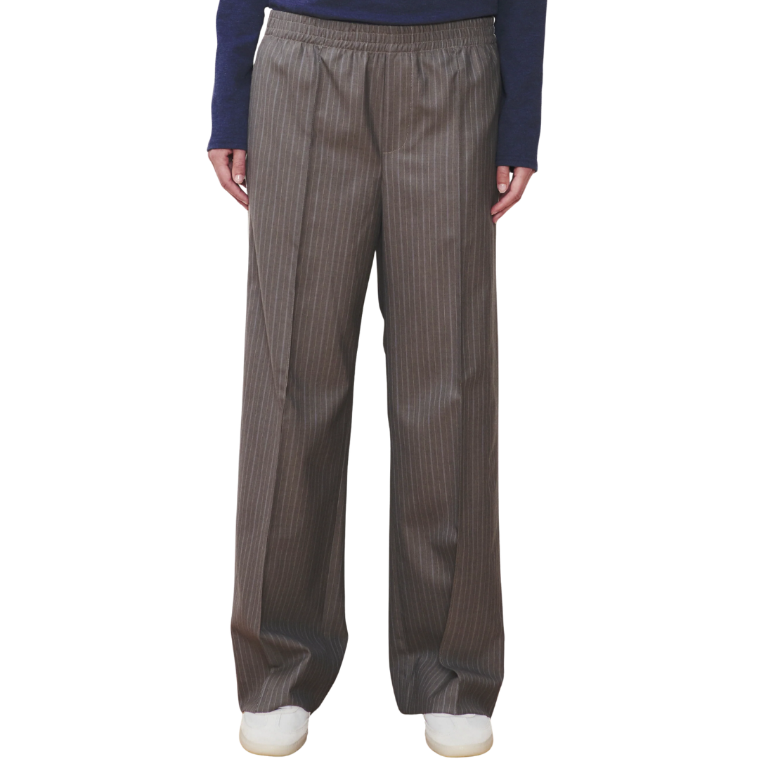 The Chaplin Trouser in Taupe Stripe