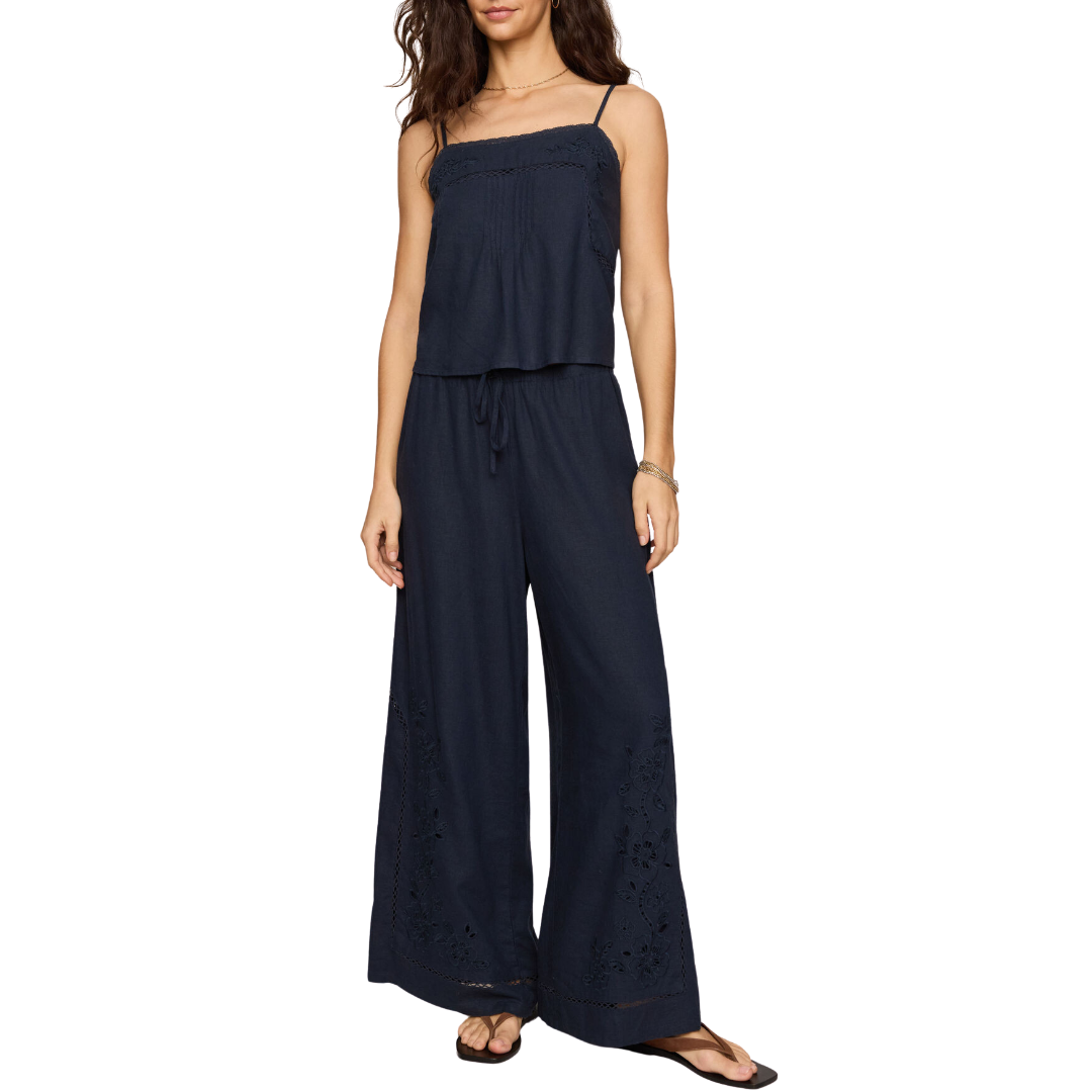 Lille Embroidered Woven Tank Top in Eclipse