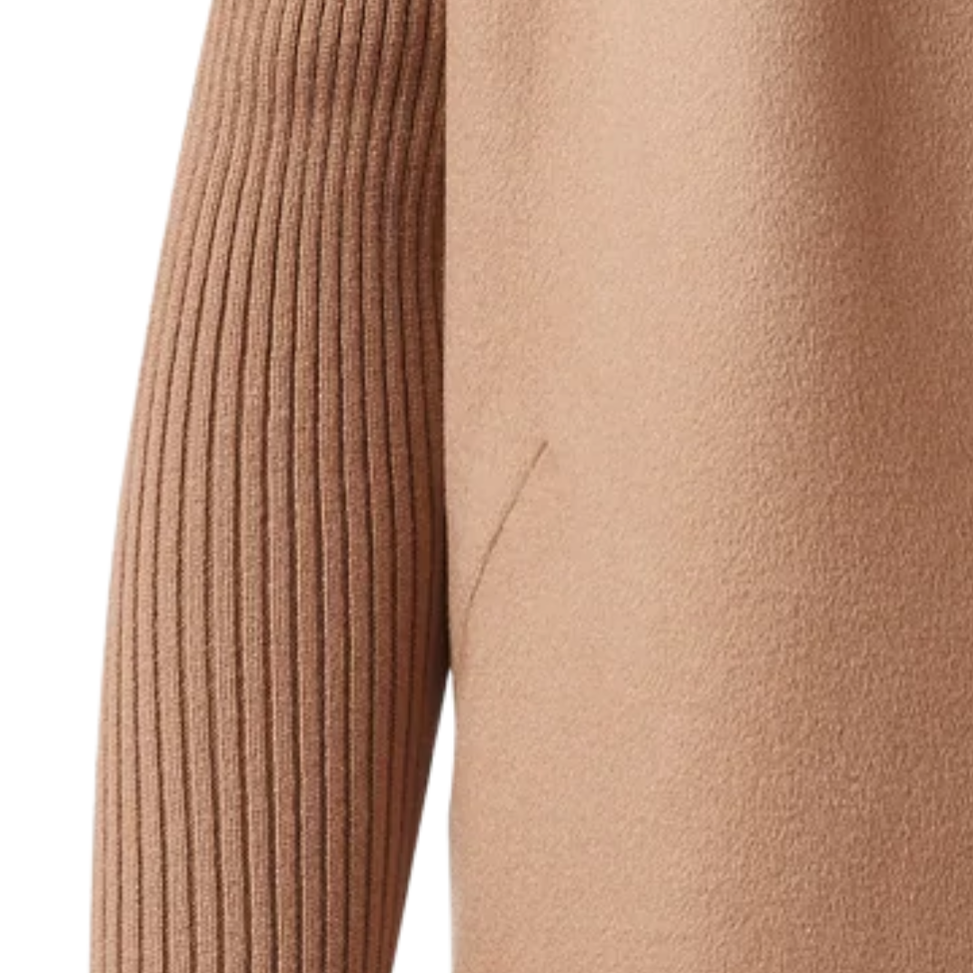Rib Sleeve Coat in Camel