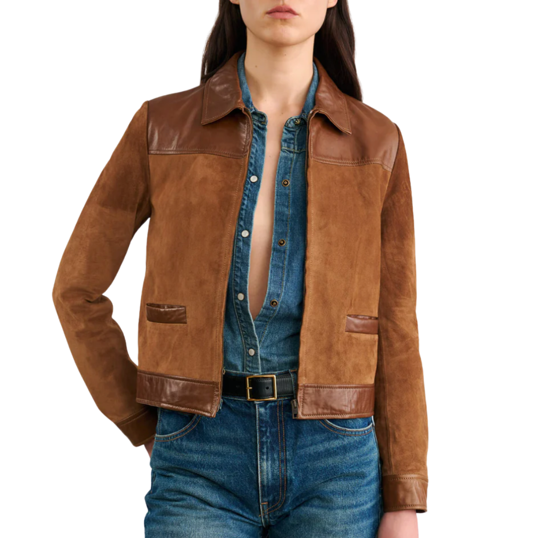 Freddie Suede Jacket in Martora/Cognac