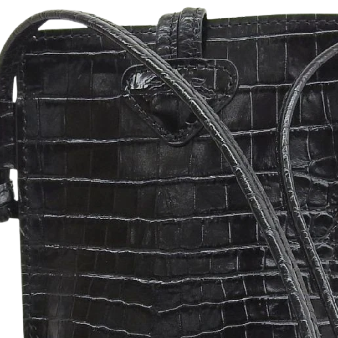 Le Roseau Croc Phone Case in Black