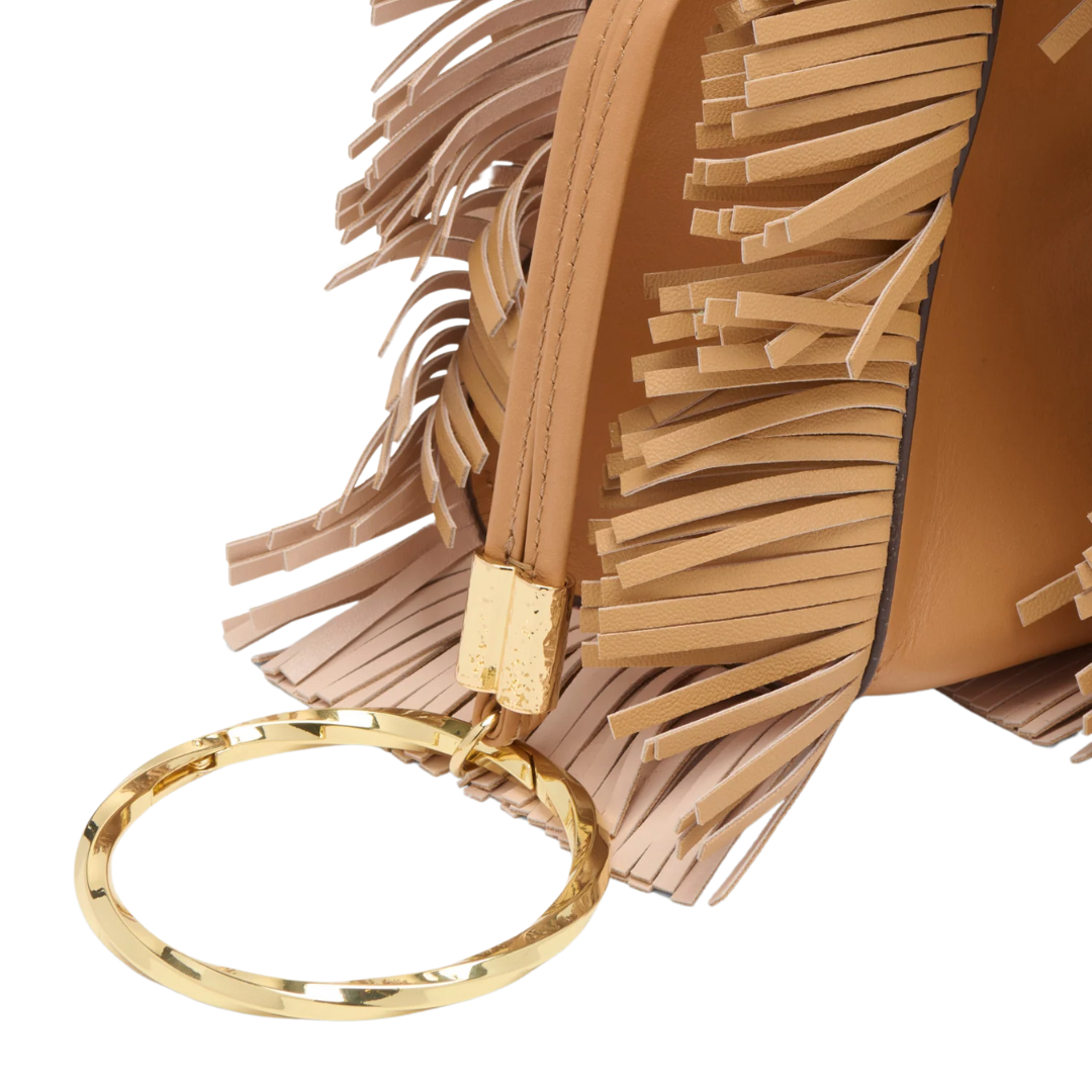 Adria Pleated Wave Pochette in Almond Fringe