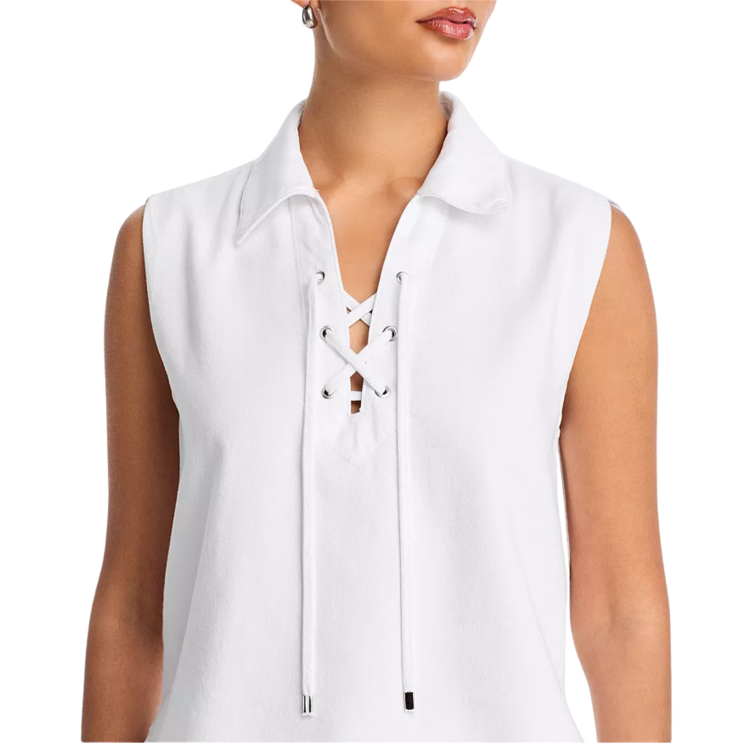 Fiona Lace Up Shirt in Optic White