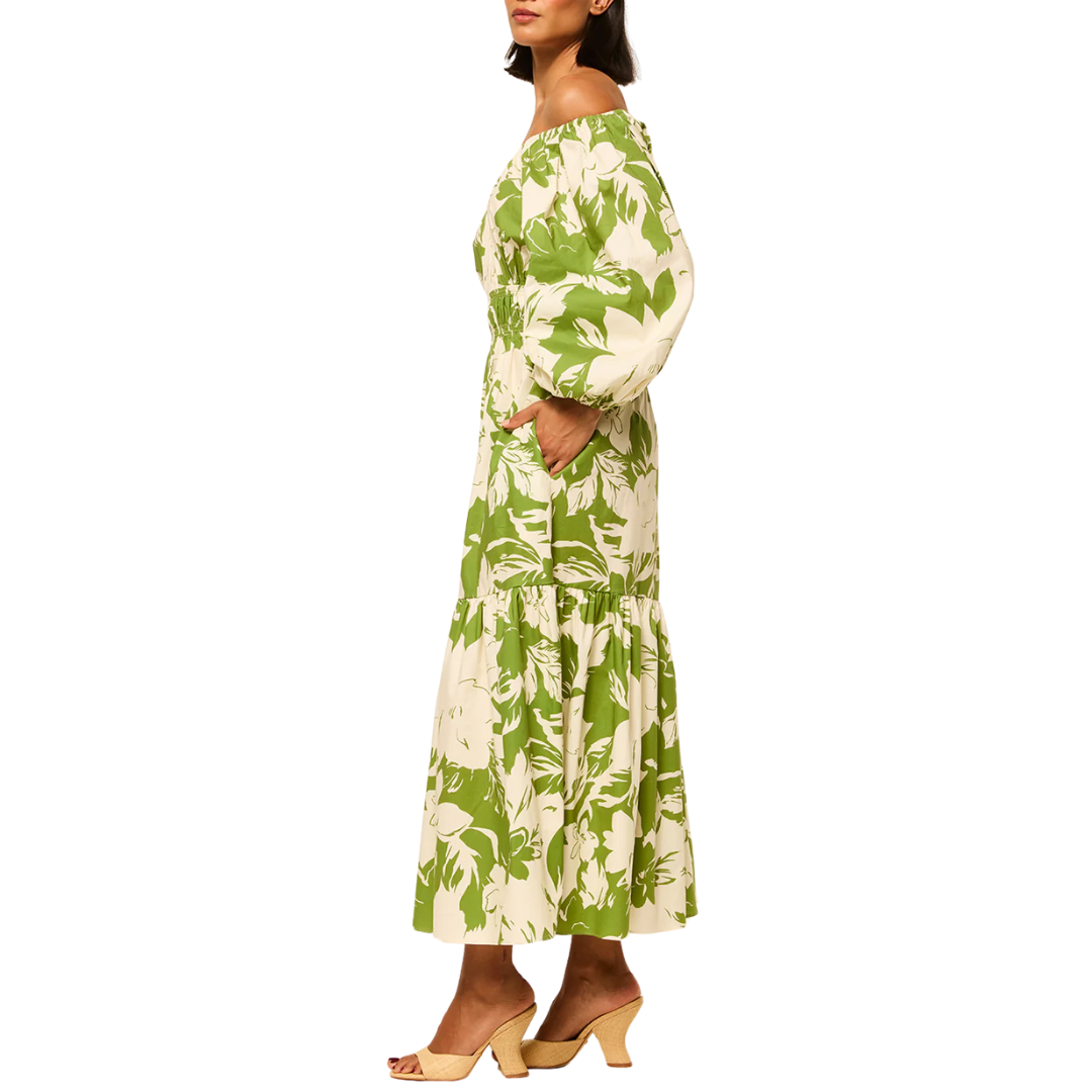 Yasenia Dress in Green Goddess Poplin