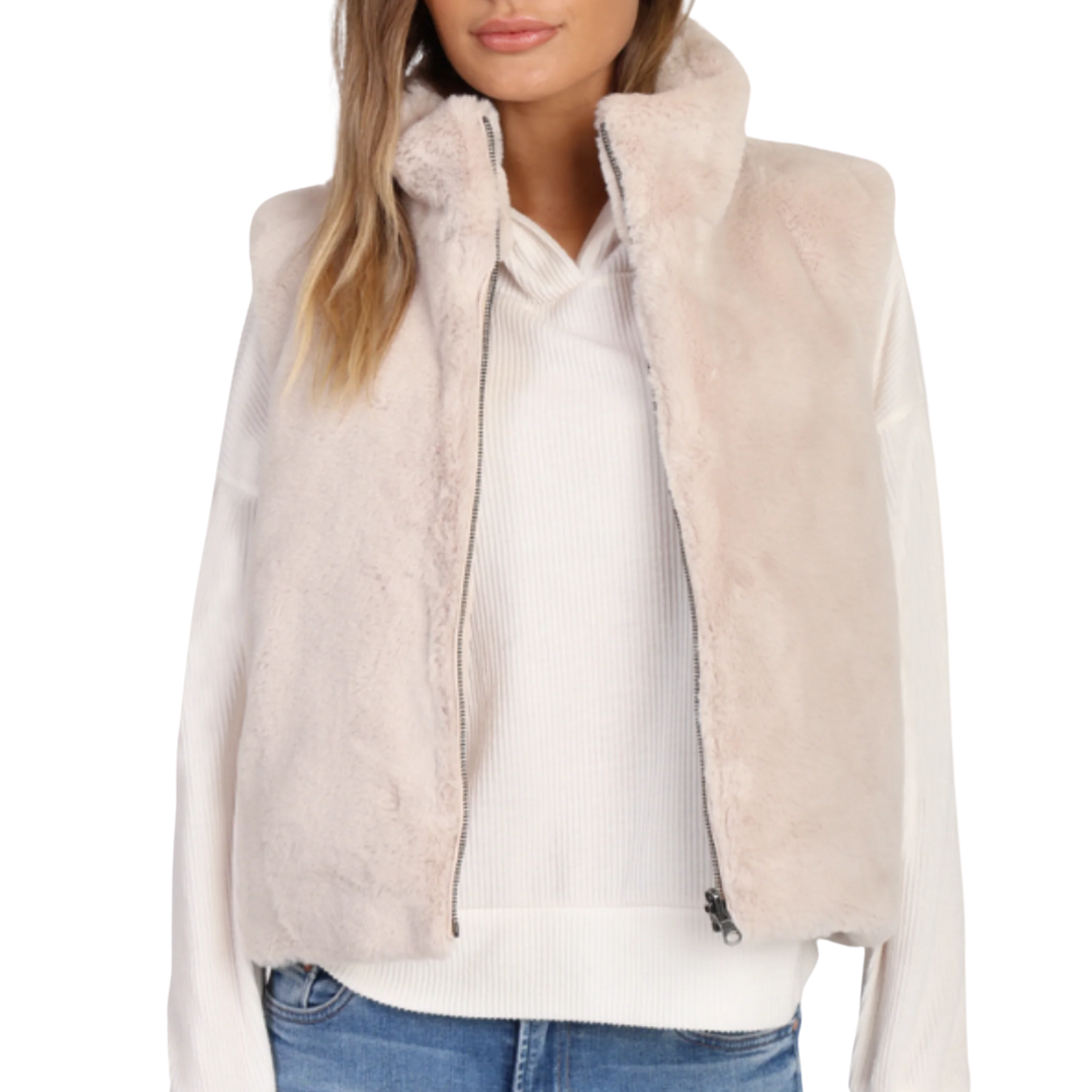 Classic Fur Reversible Vest in Ecru