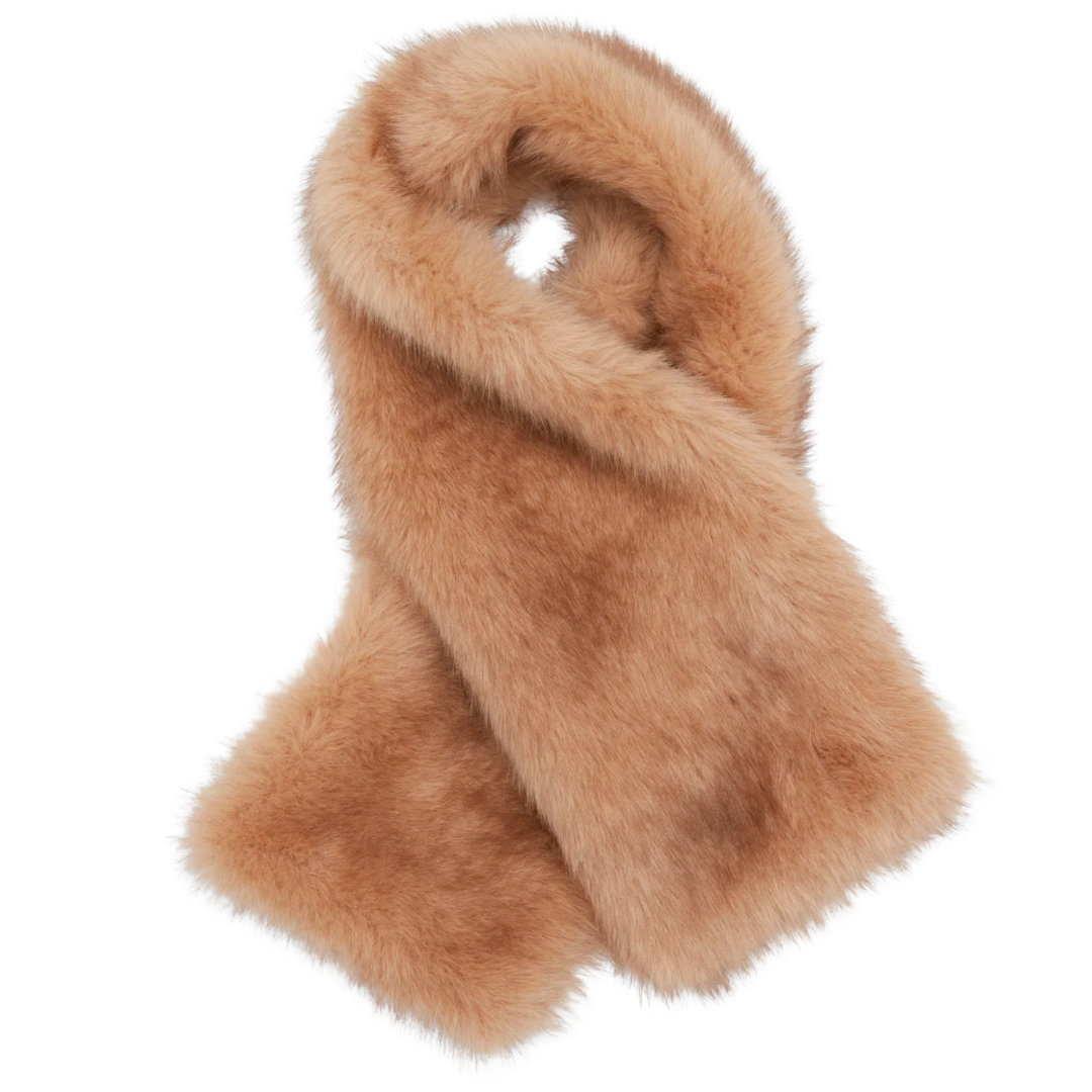 Mel Faux Fur Scarf in Camel