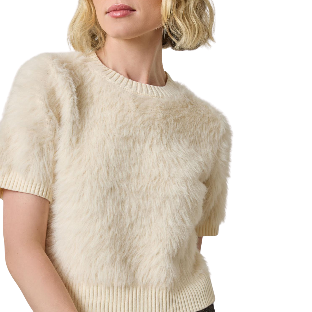 Short Sleeve Brushed Crew in Ivory