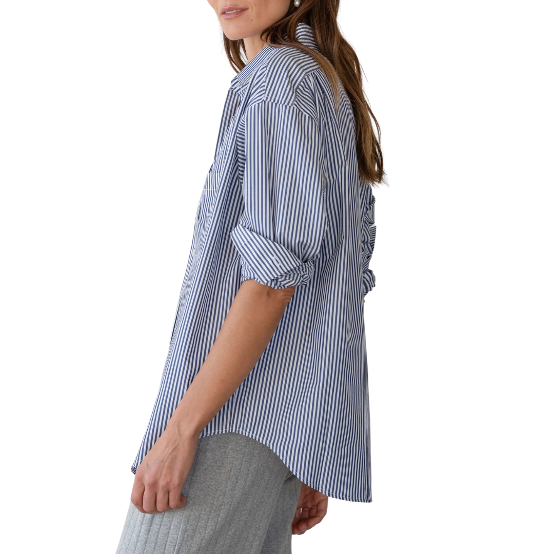 The Pop Shirt in Navy Stripe