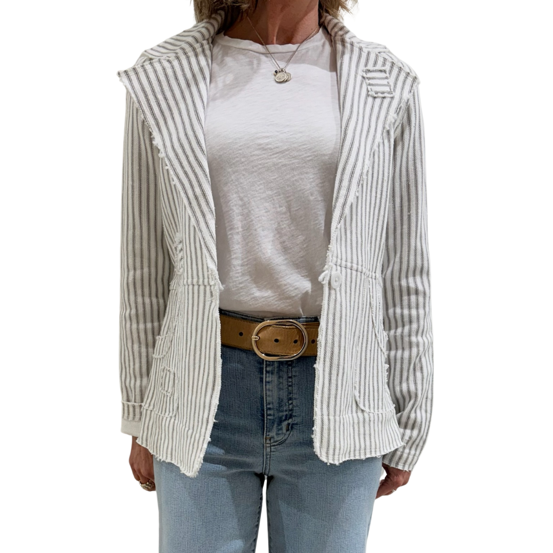 Stripe Blazer in Black Grey