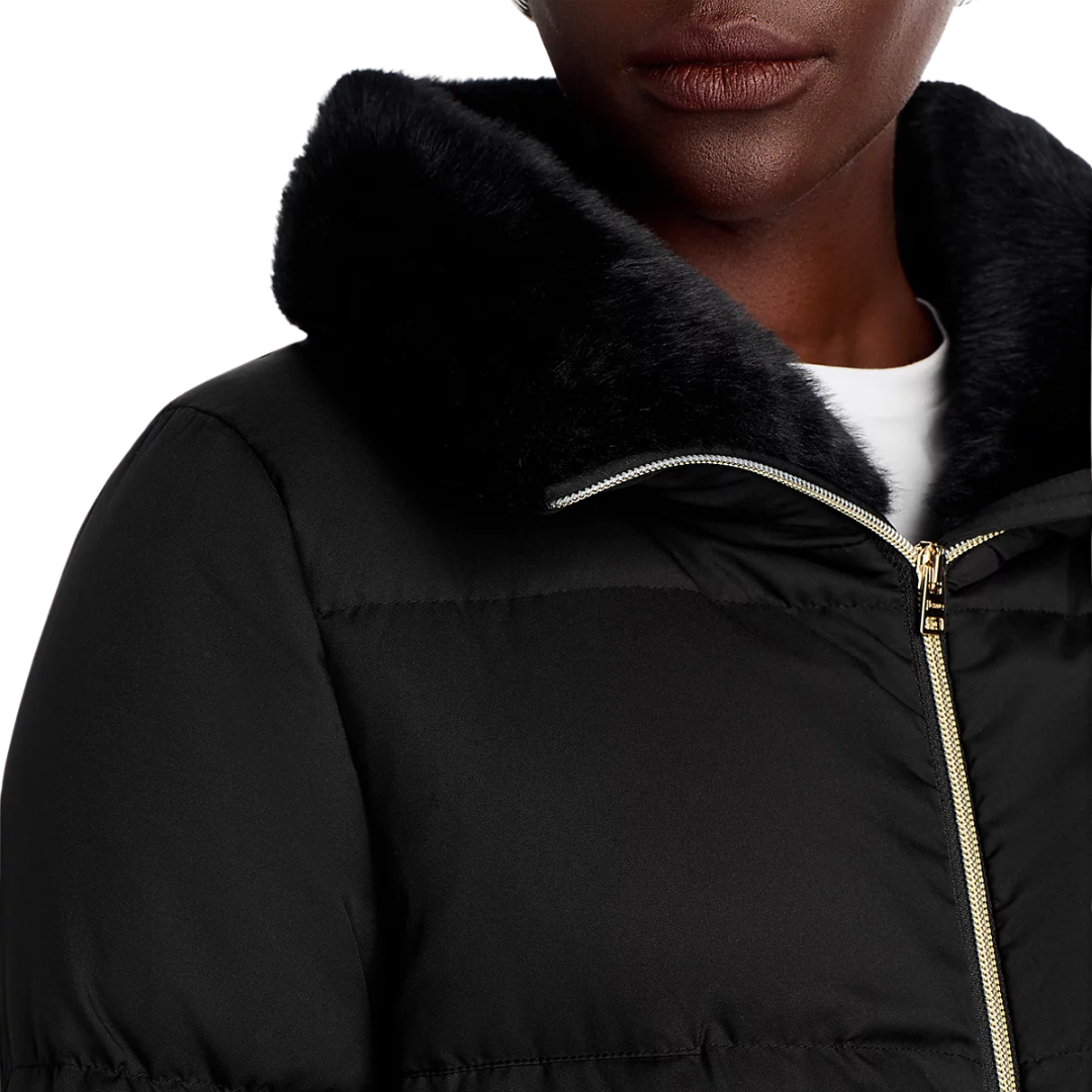 Faux Fur Collar Jacket in Black