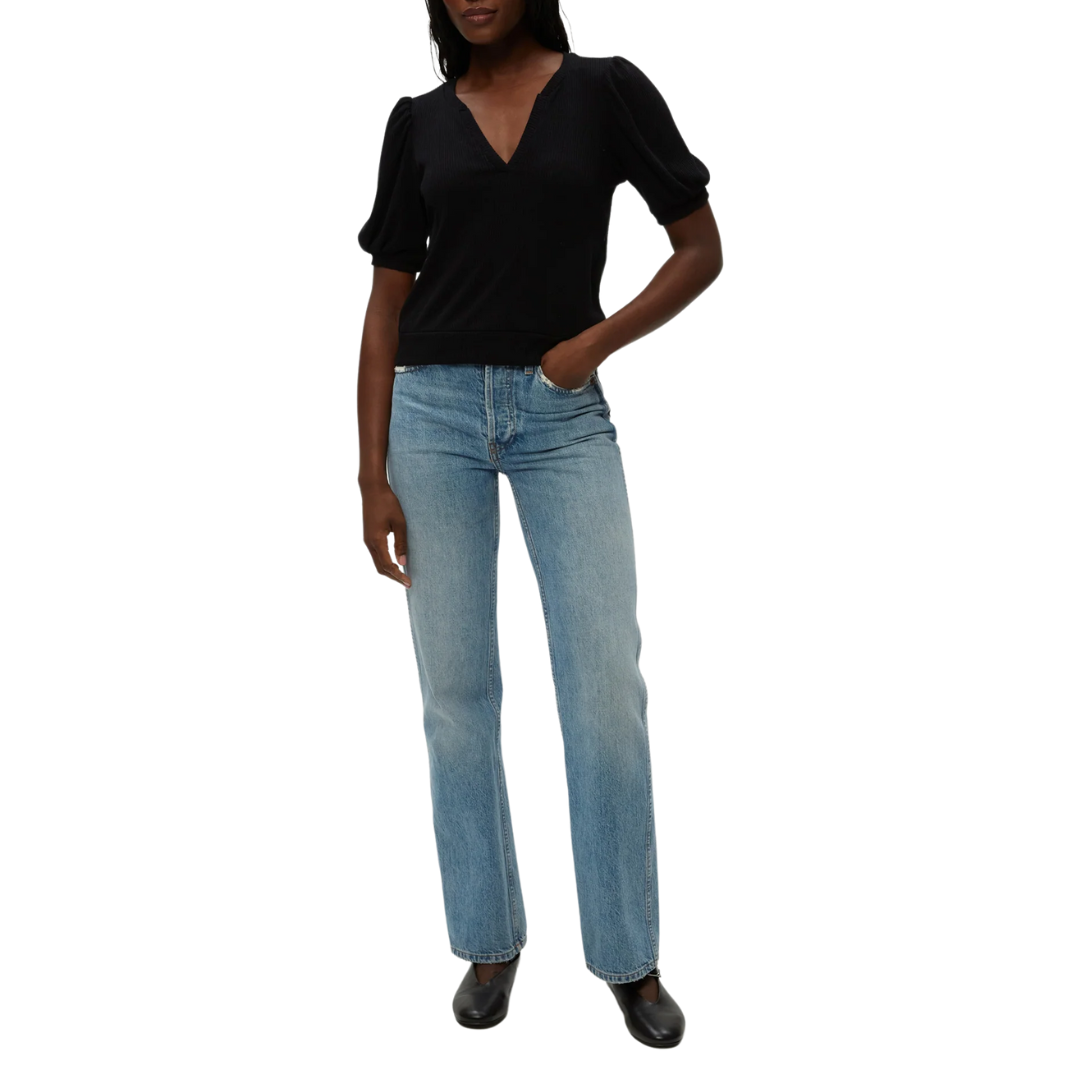 Quinn Puff Sleeve Ribbed Top