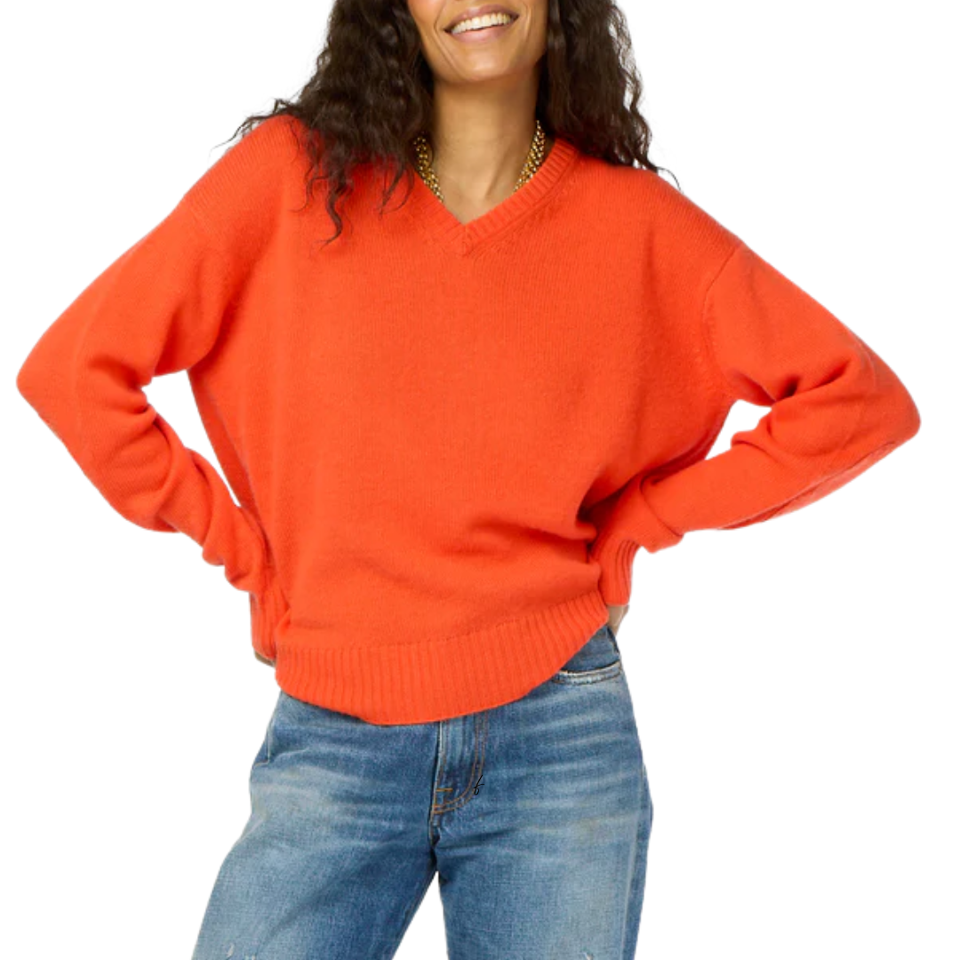 Frenchy Cashmere Sweater in Aperol Orange