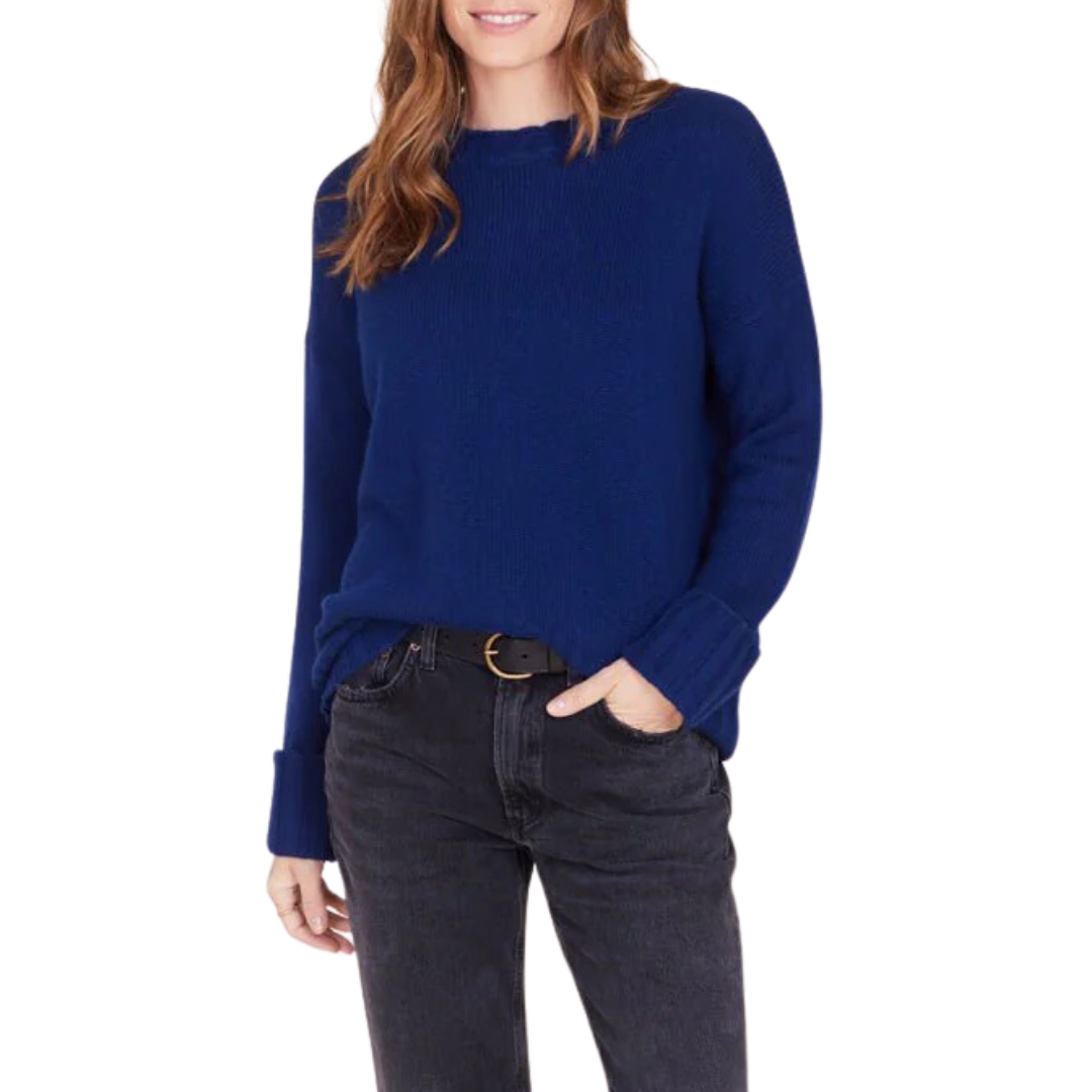 Mila Pure Cashmere Crewneck Sweater in Night Sky