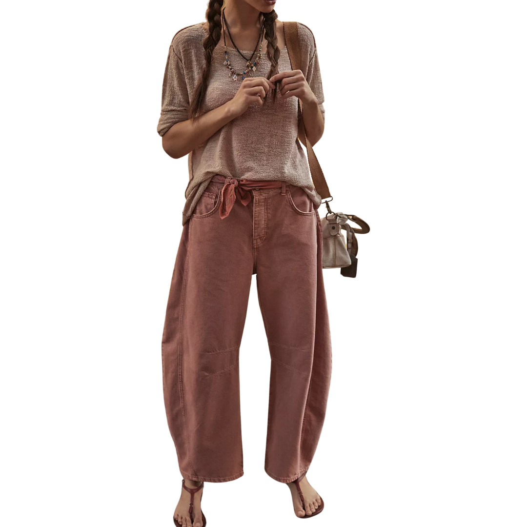 We The Free Good Luck Mid-Rise Barrel Jeans in Sunsetter