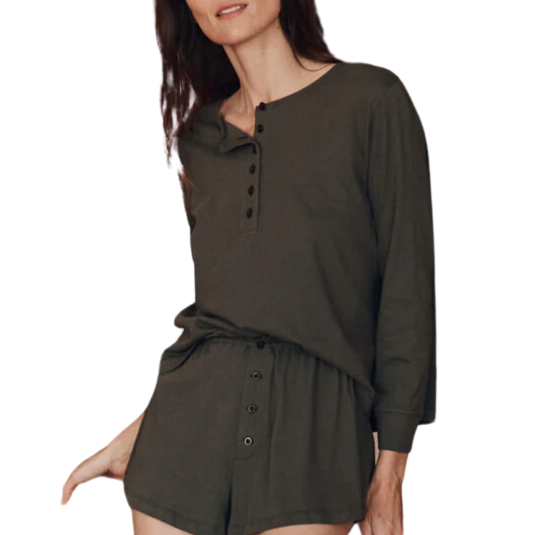 The Sleep Henley in Washed Black