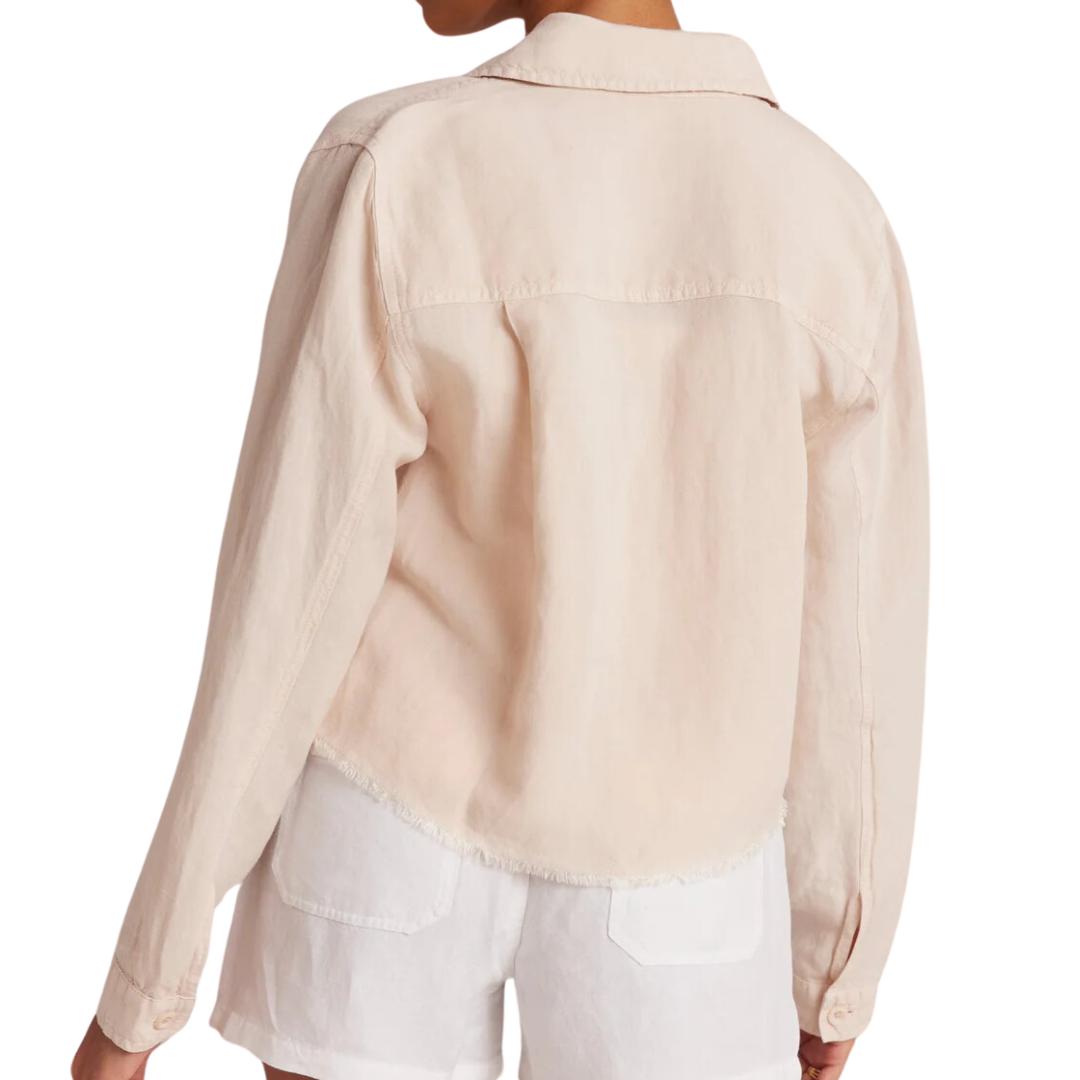 Lily Frayed Hem Jacket in Sand Khaki