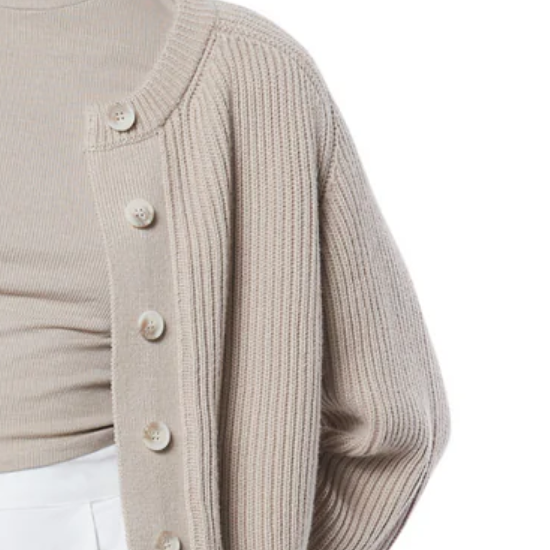 Chunky Cotton Cardigan in Sand