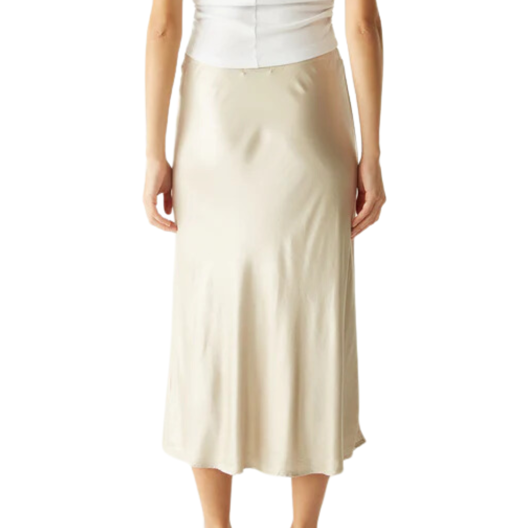 Leila Bias Midi Skirt in Cement