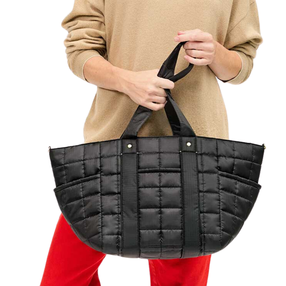 Le Box Tote Sportif in Black Quilted Ripstop