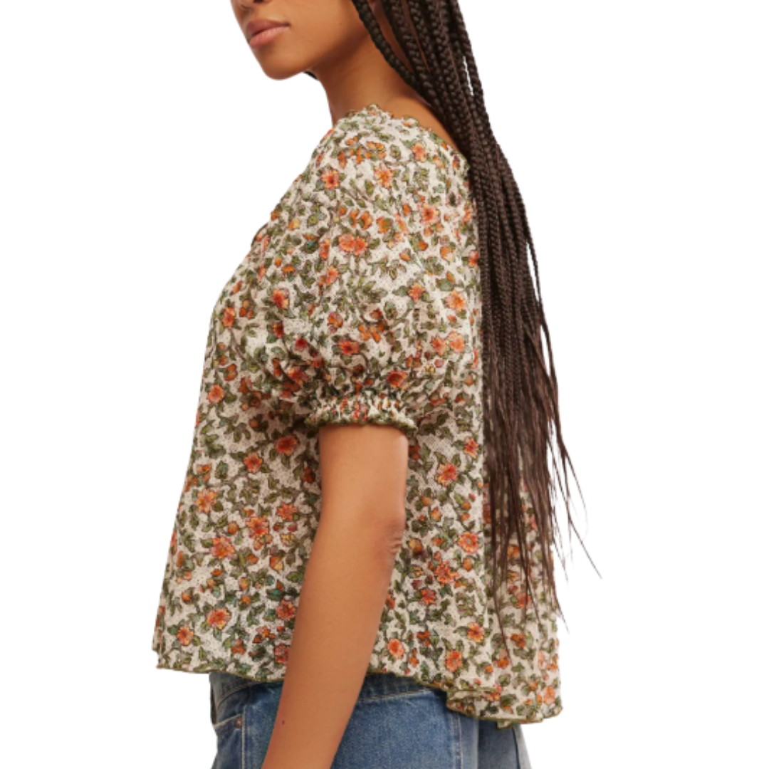 Astra Peasant Top in Daisy Combo