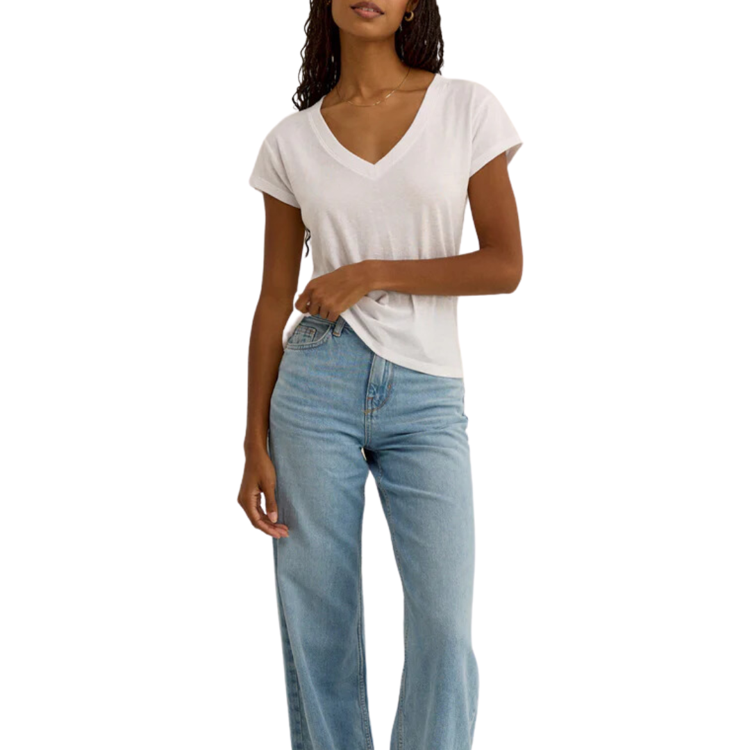 Modern Tri Blend V-Neck Tee in White
