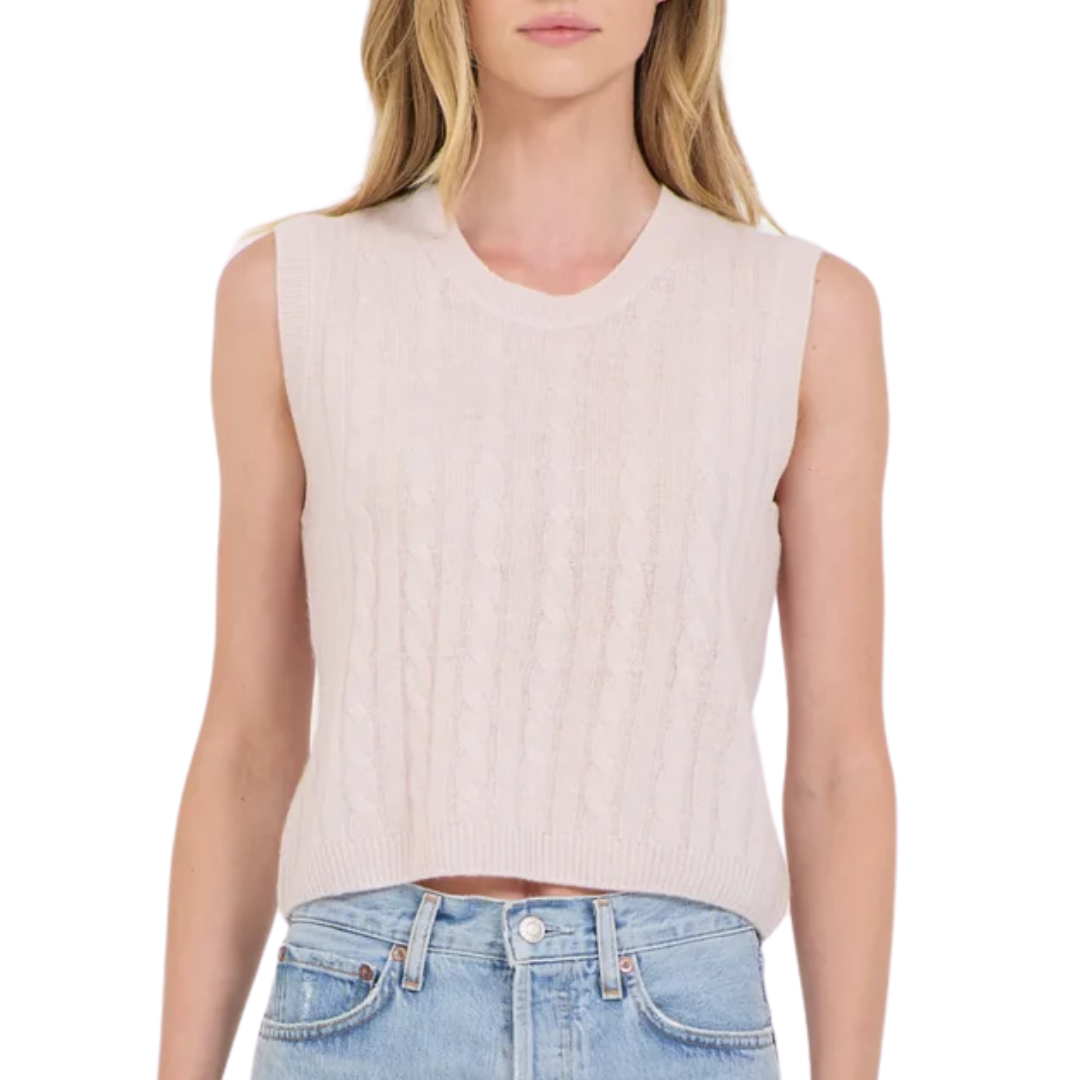 Dorian Cashmere Cable Top in Shell