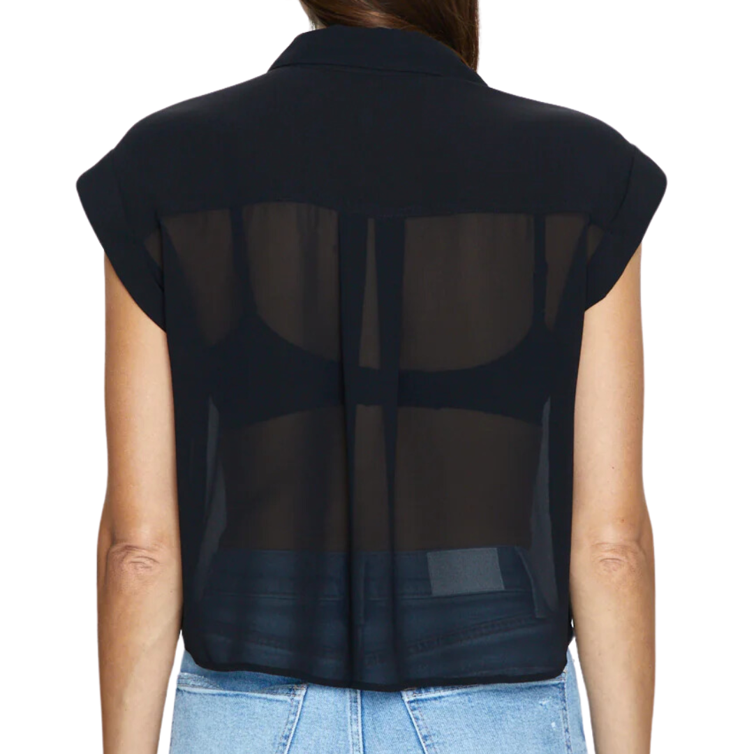 Lina Roll Sleeve Square Shirt in Noir