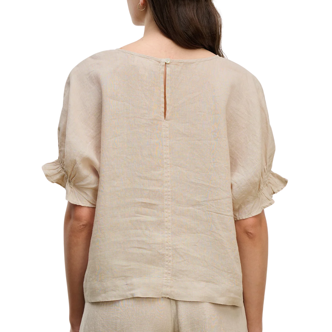 Emily Linen Top in Cobble