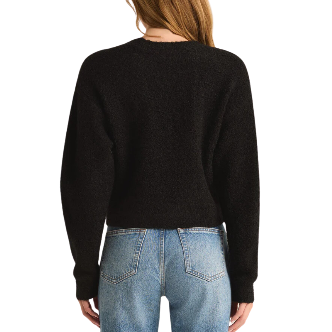 Destiny Plush Sweater in Black