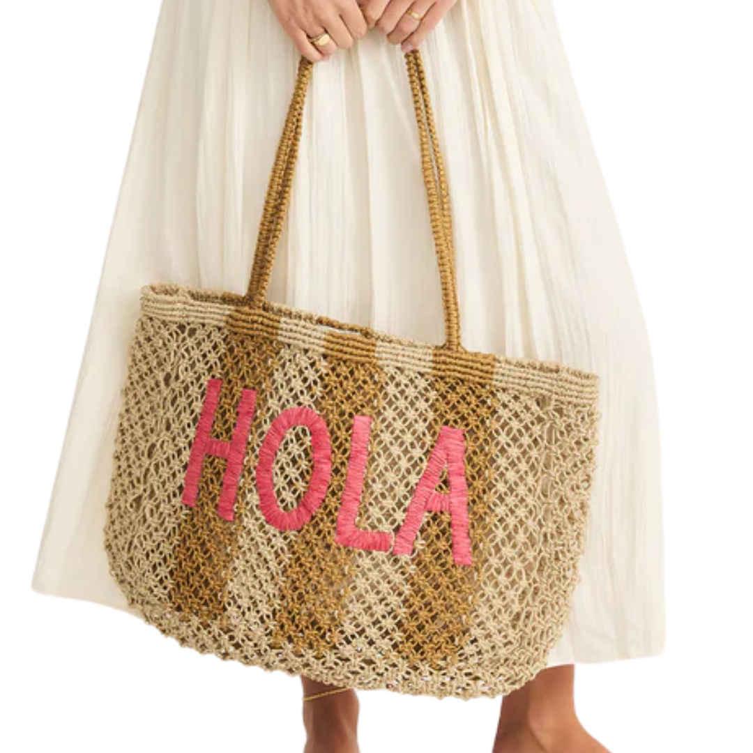 Woven Jute Tote Bag in Desert Light