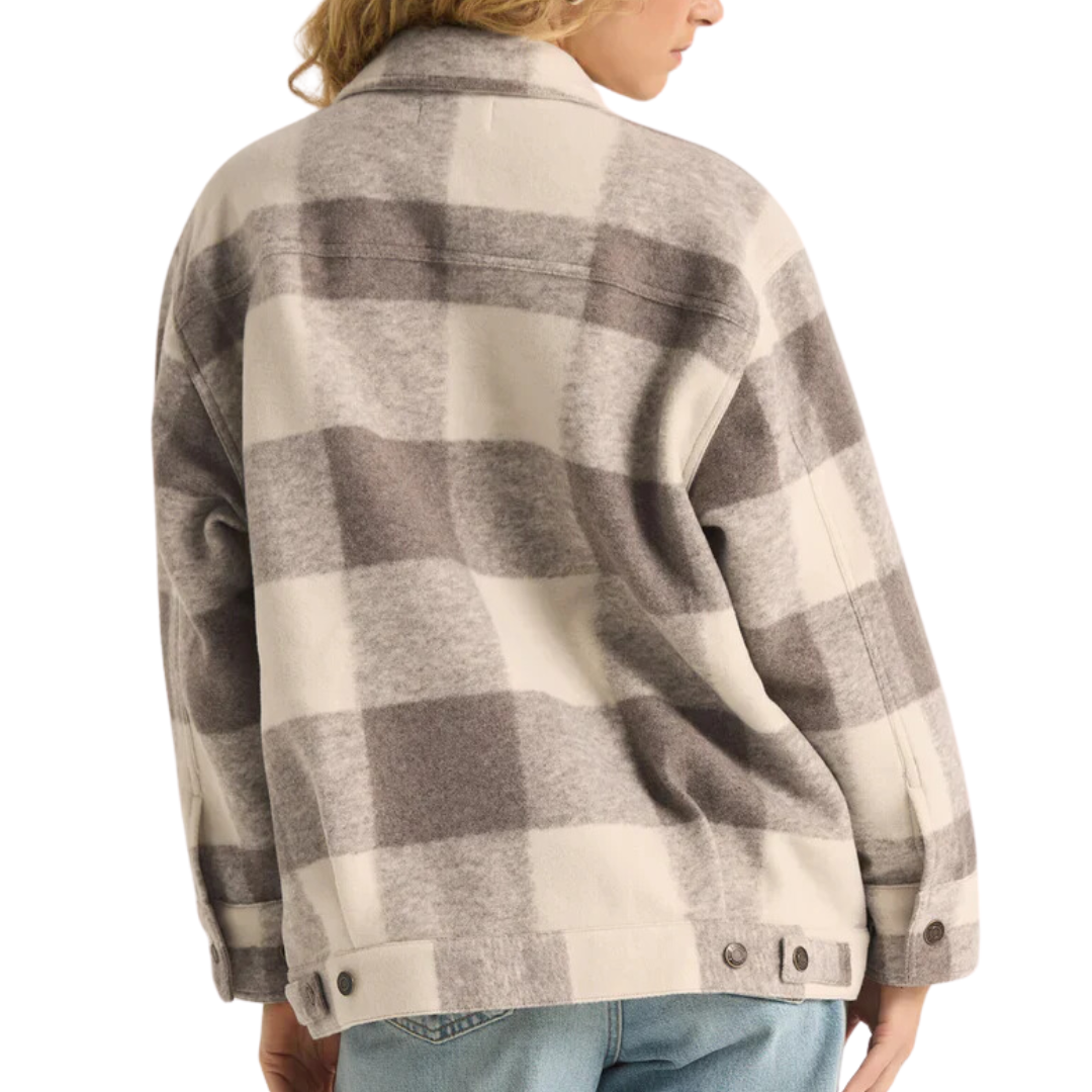 Preston Knit Plaid Jacket in Slate Grey