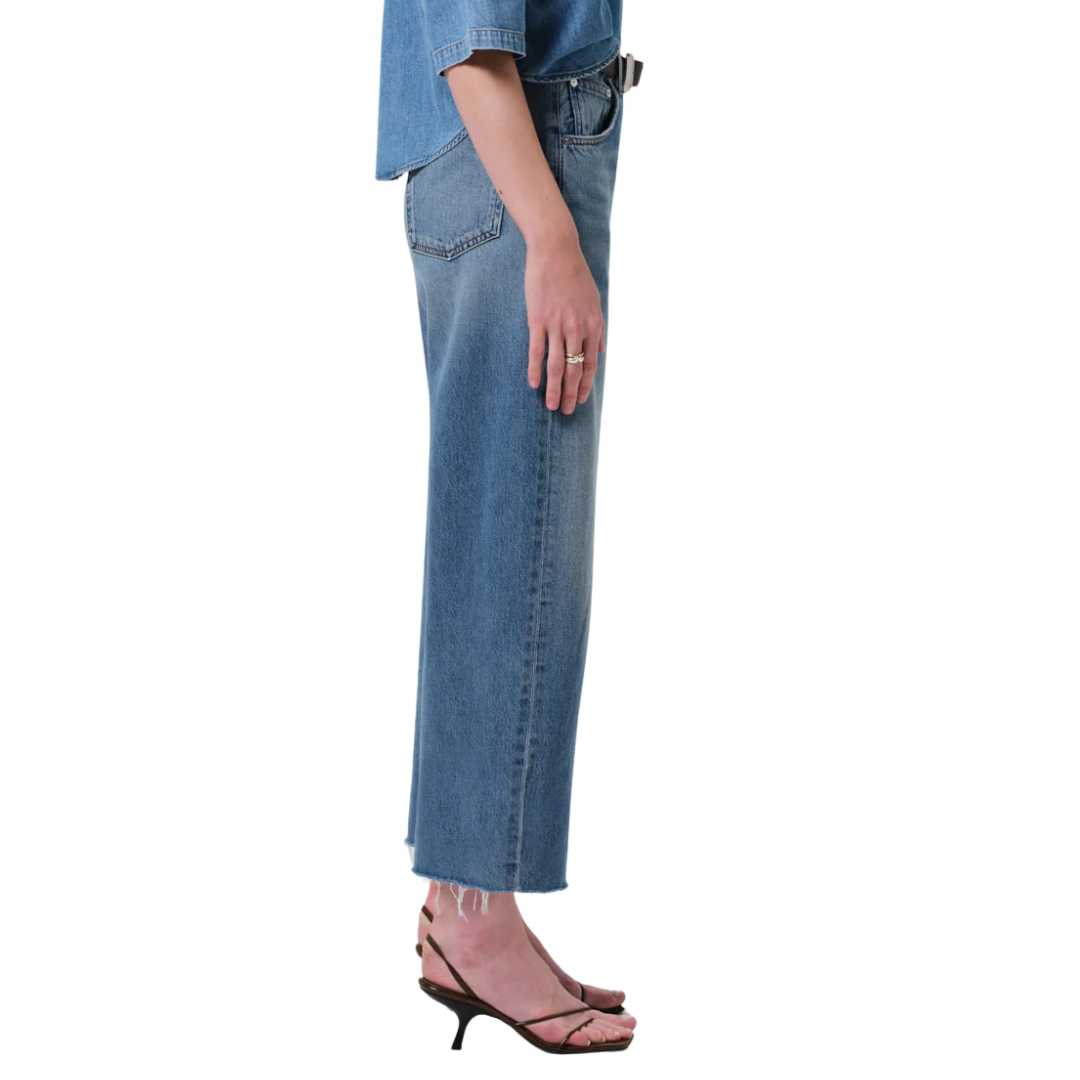 Ayla Raw Hem Crop in Telegraph