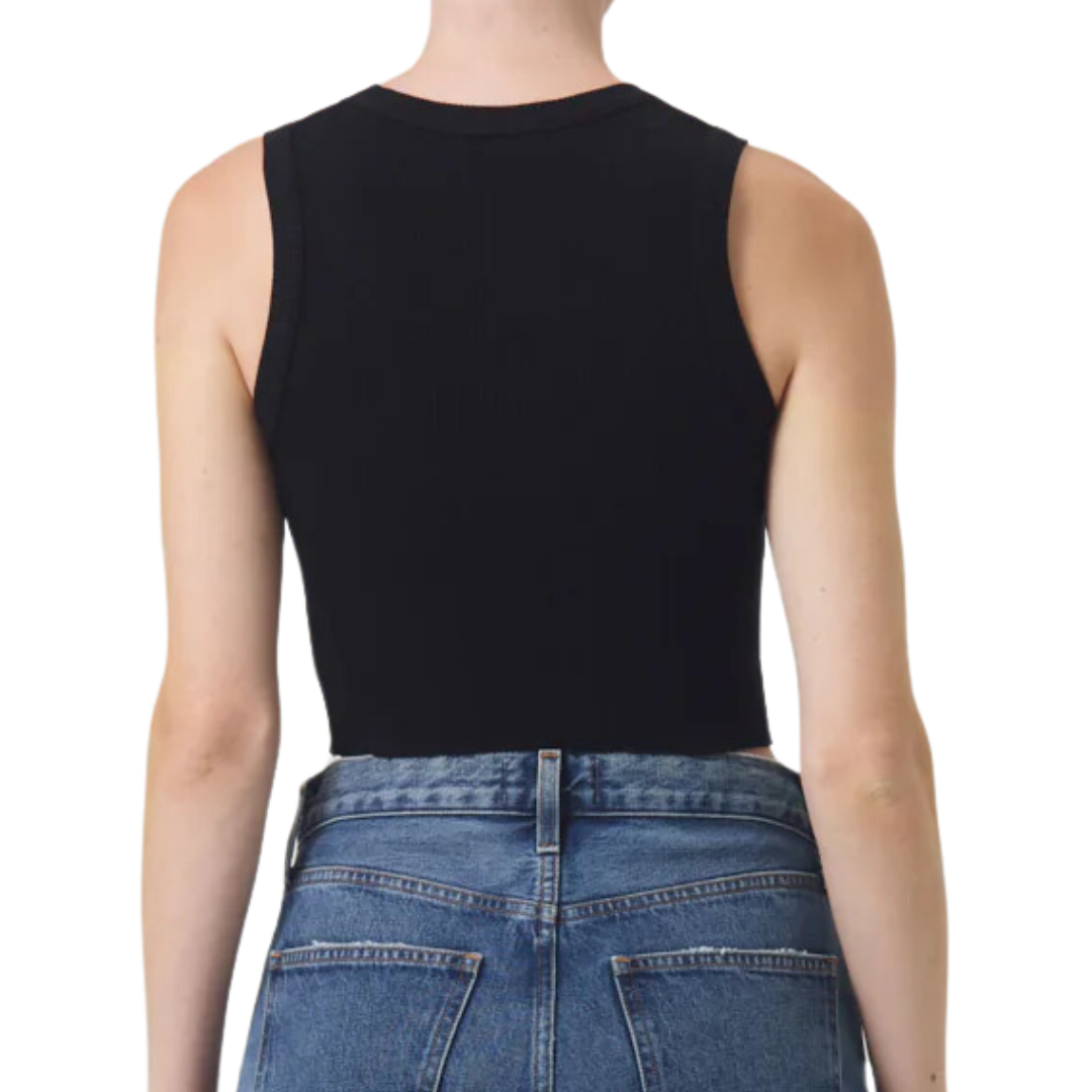Cropped Poppy Tank in Black