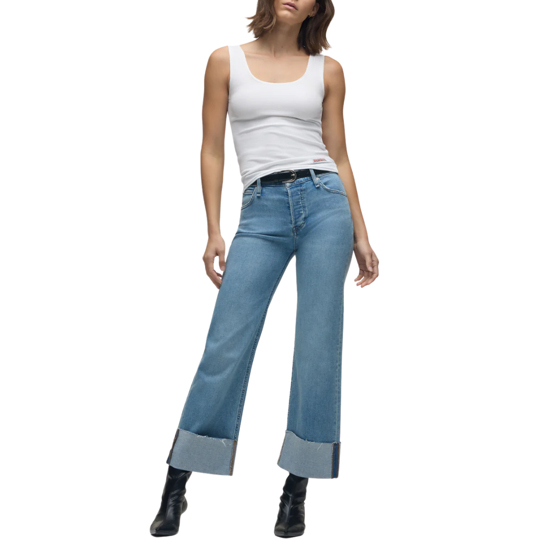 Rosie High-Rise Wide Leg Jean With Cuff in Oak