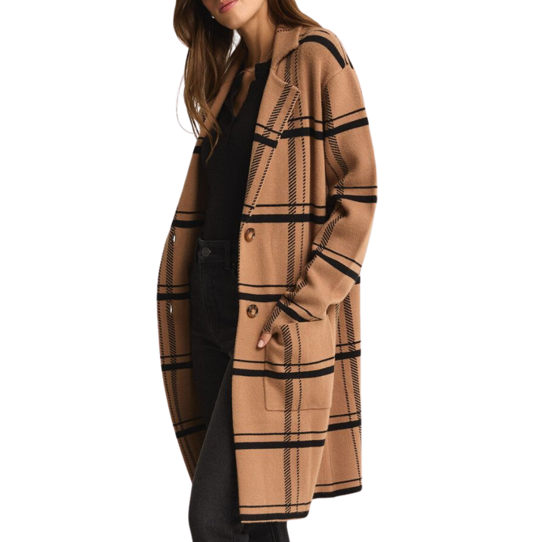 Timber Plaid Cardigan in Campfire