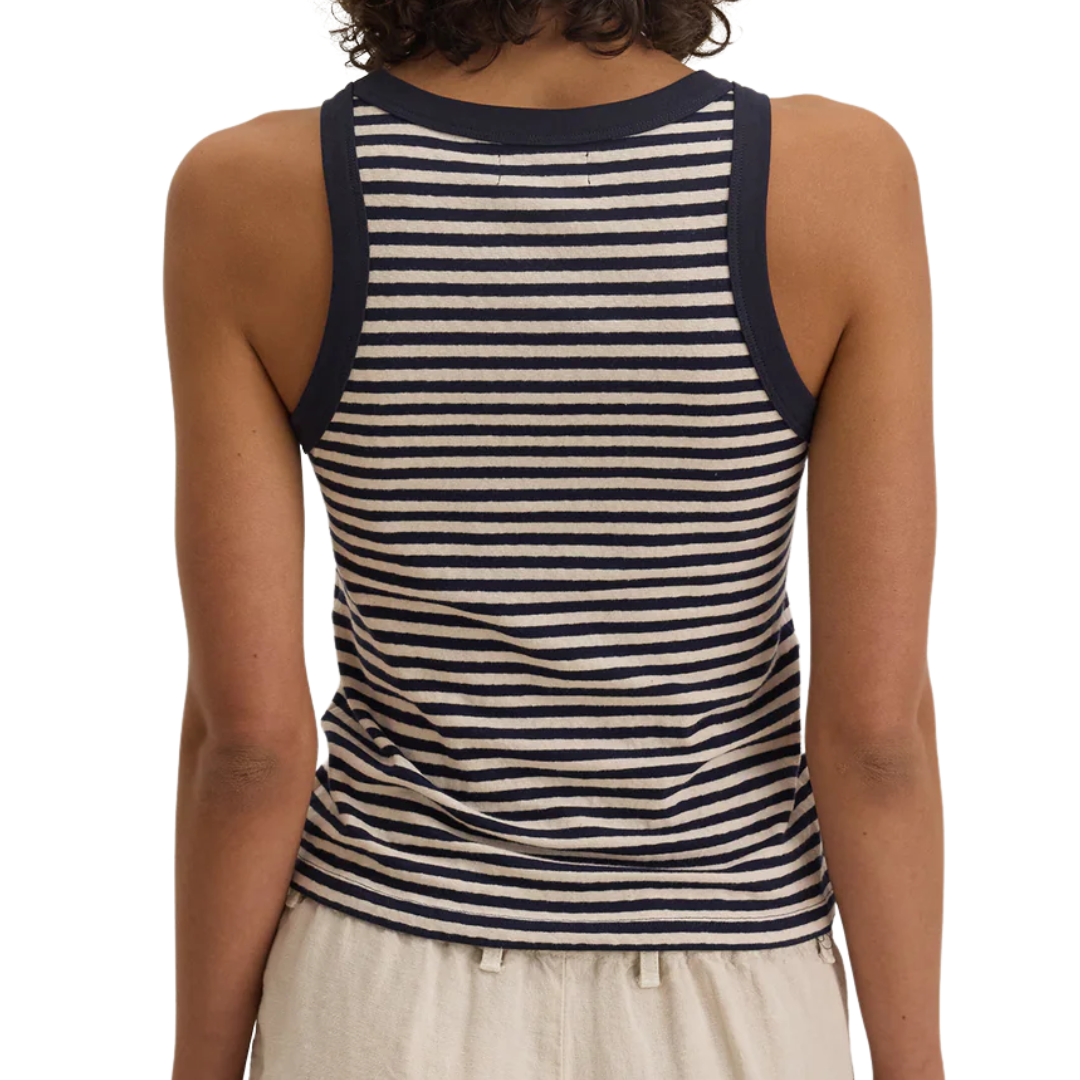 Lua Jersey Stripe Top in Navy
