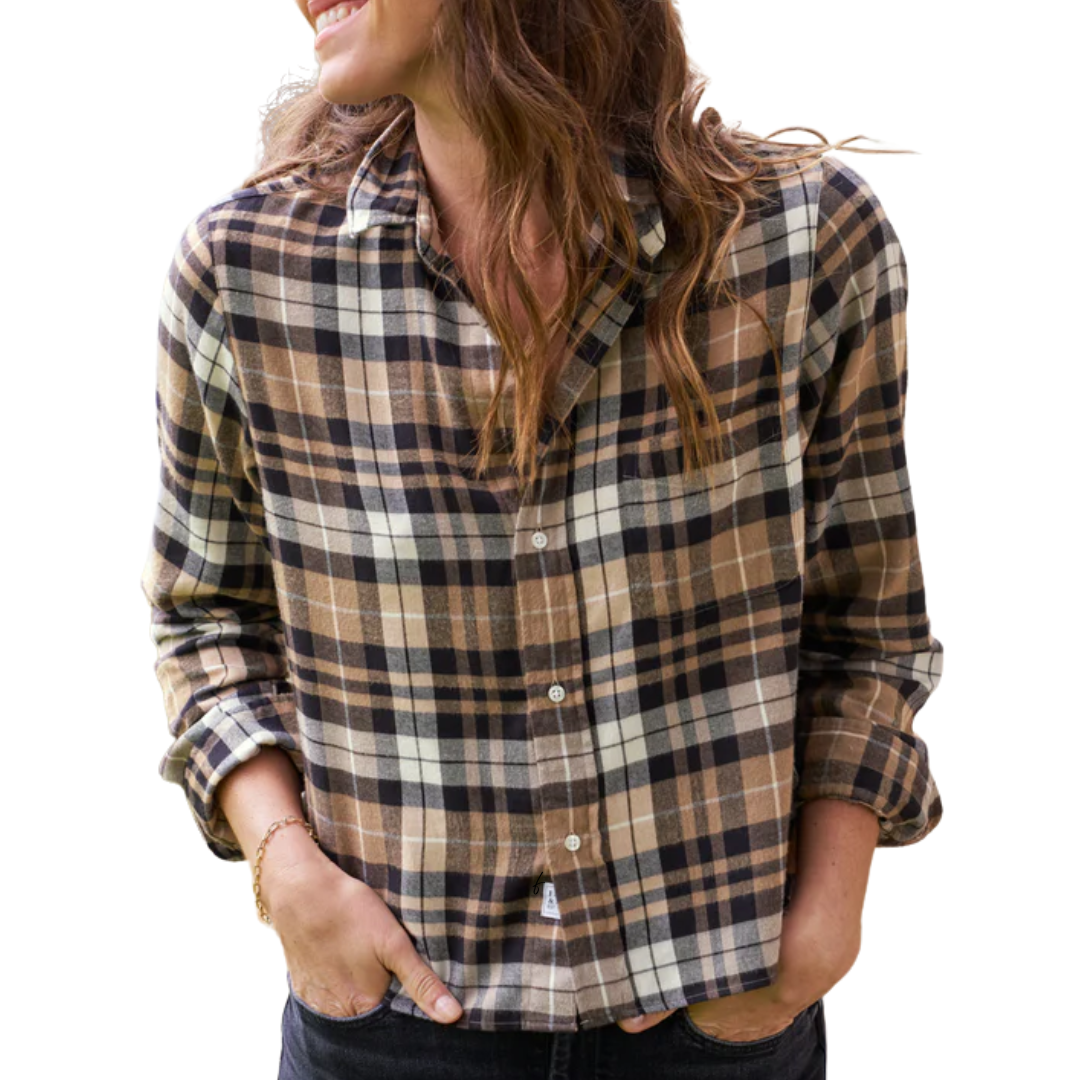 Silvio Italian Flannel Sand and Camel with Black Plaid