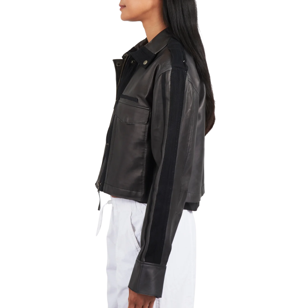 Toni Patina Leather Jacket in Black