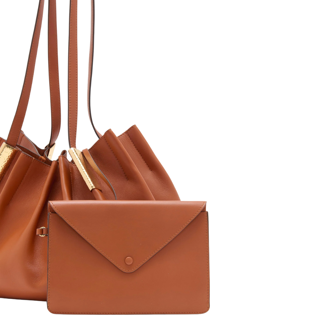 Isadora Ruched East-West Tote in Sierra