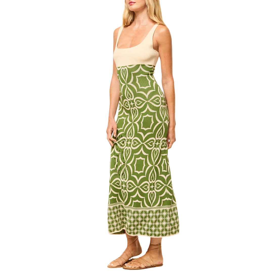 Kalil Dress in Green Mosaic Tile Mix