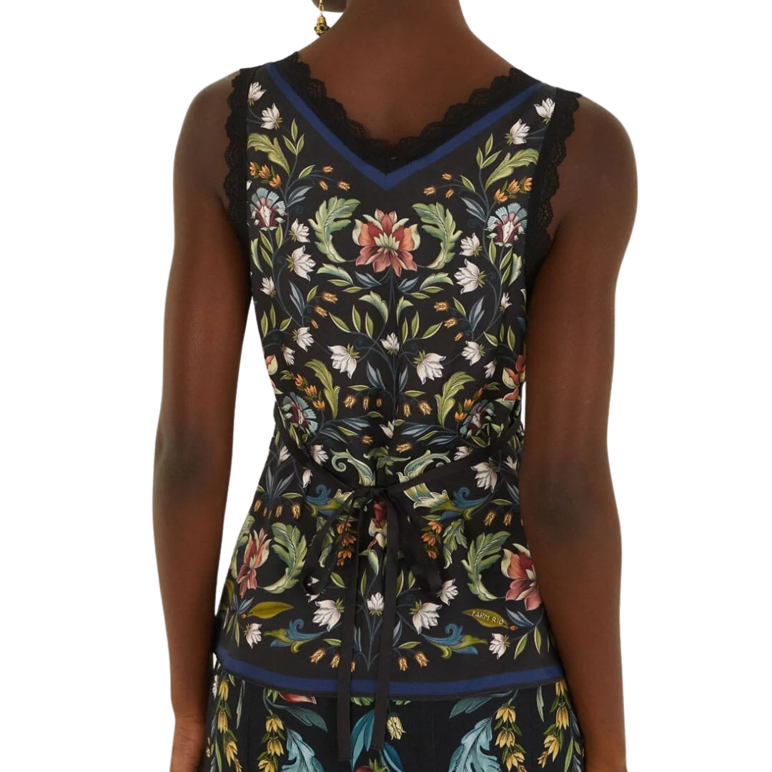 Natalia Lace Sleeveless Blouse in Black