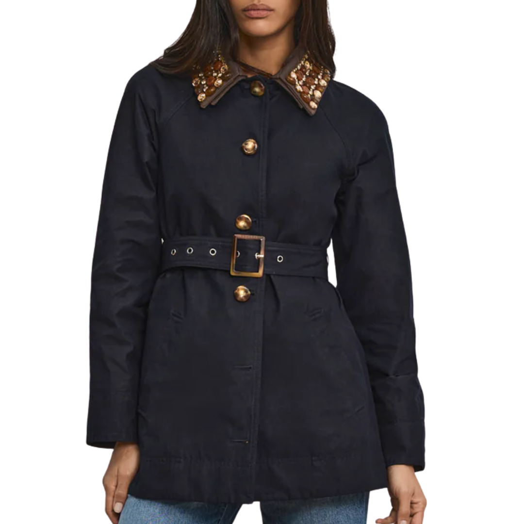 Langham Belted Dickey Coat in Navy