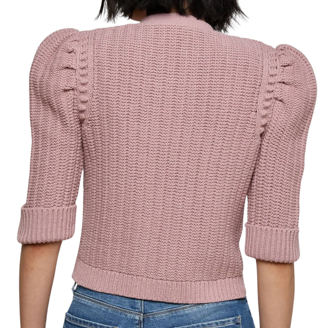 Delilah Cropped Cardigan in Light Mauve/Gold