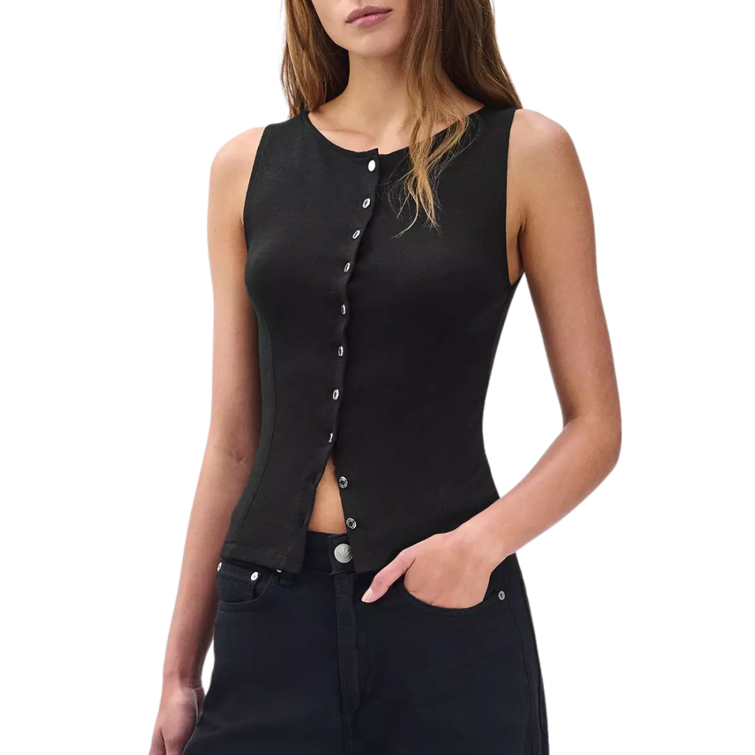 Knit Boatneck Vest in Black