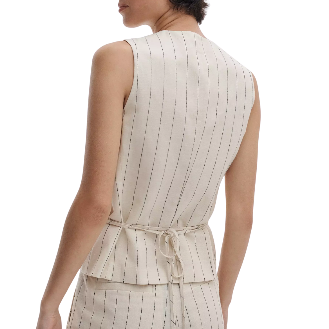 Paulette Striped Vest in White Stripe