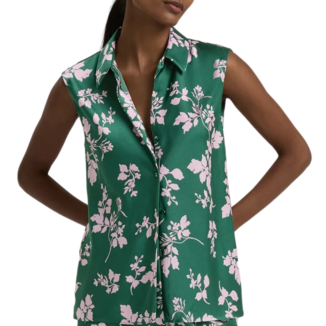 The Agatha Top in Emerald Floral
