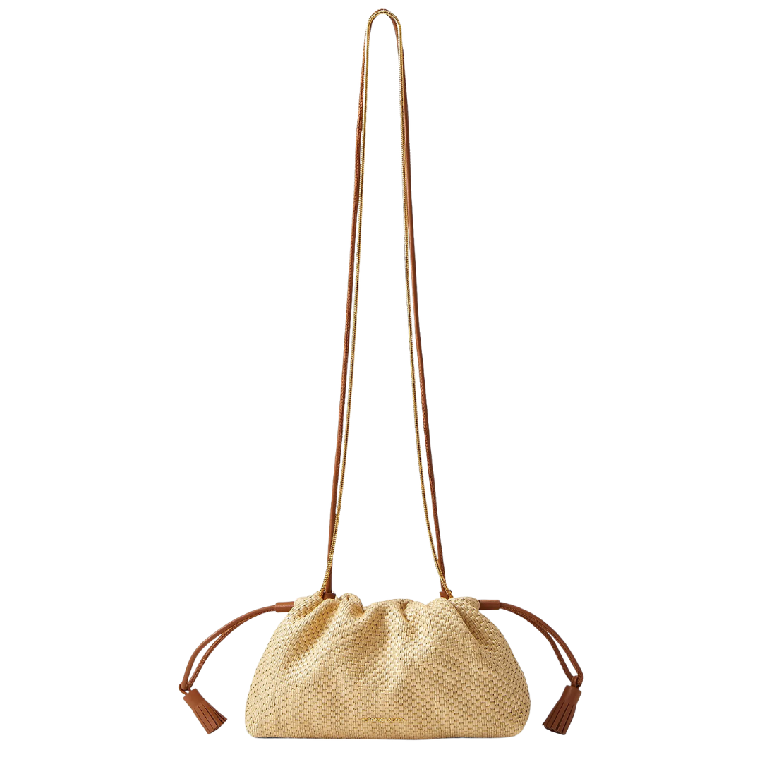 Small Raffia Stash Bag in Hazelwood/Natural